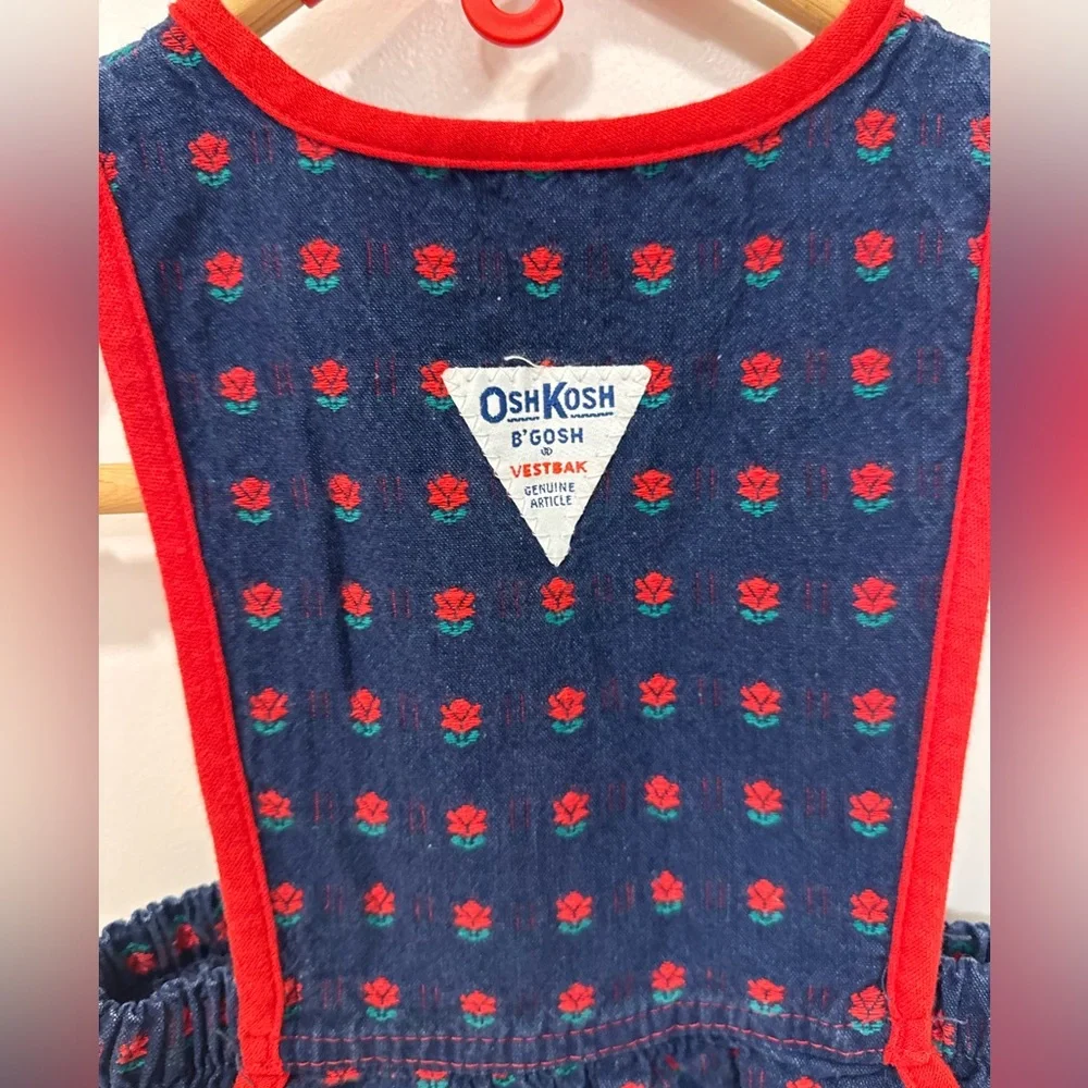 Vintage OshKosh B'gosh Baby Dress 24 Months Made in USA | Navy Blue Red‎ Floral